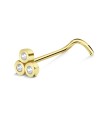 Triple Bezel CZ Silver Curved Nose Stud NSKB-1748